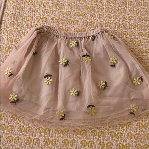 Zara Beige Tulle Skirt with Yellow Floral Accents